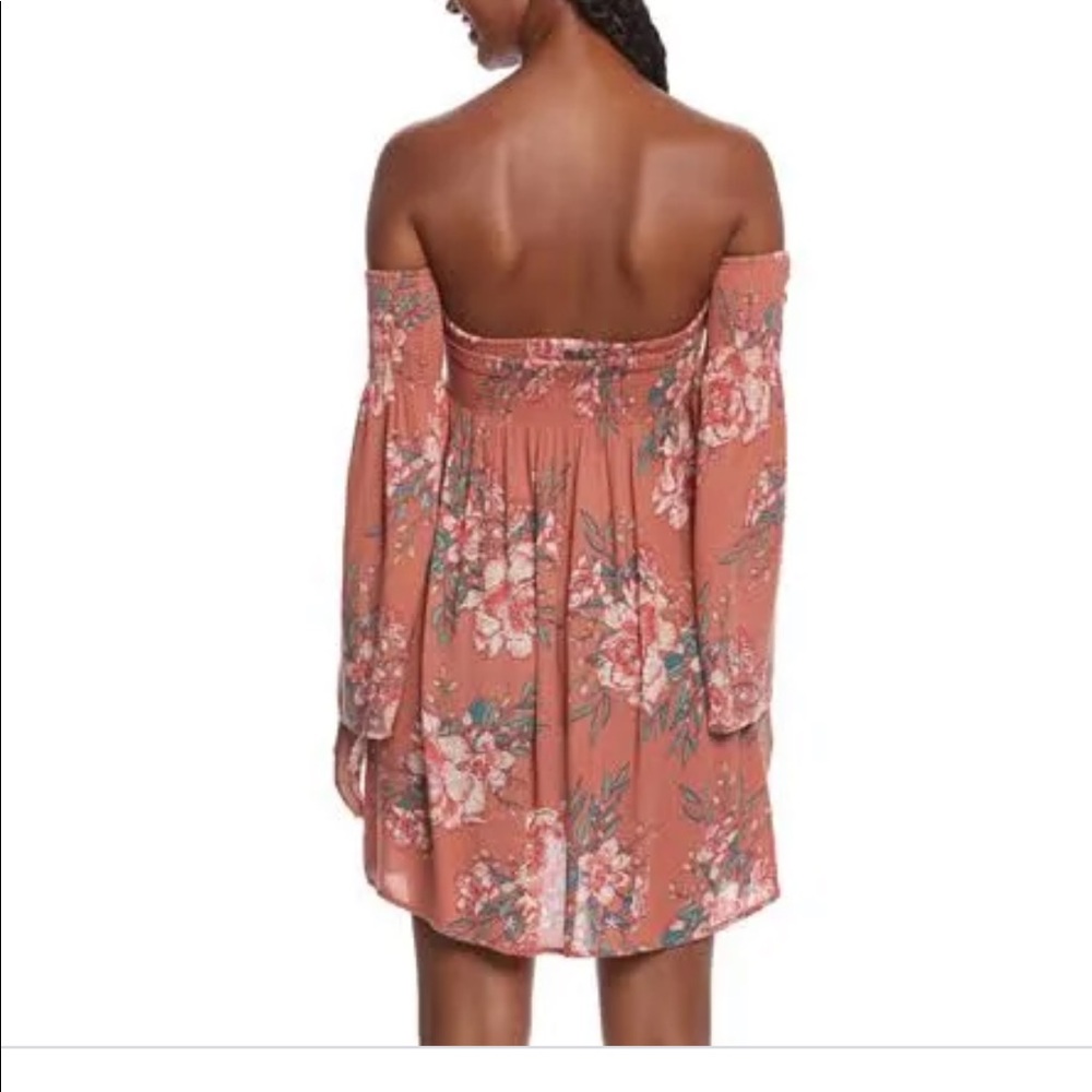 Billabong Rust Pink Floral Off-Shoulder Dress - Picture 12 of 14